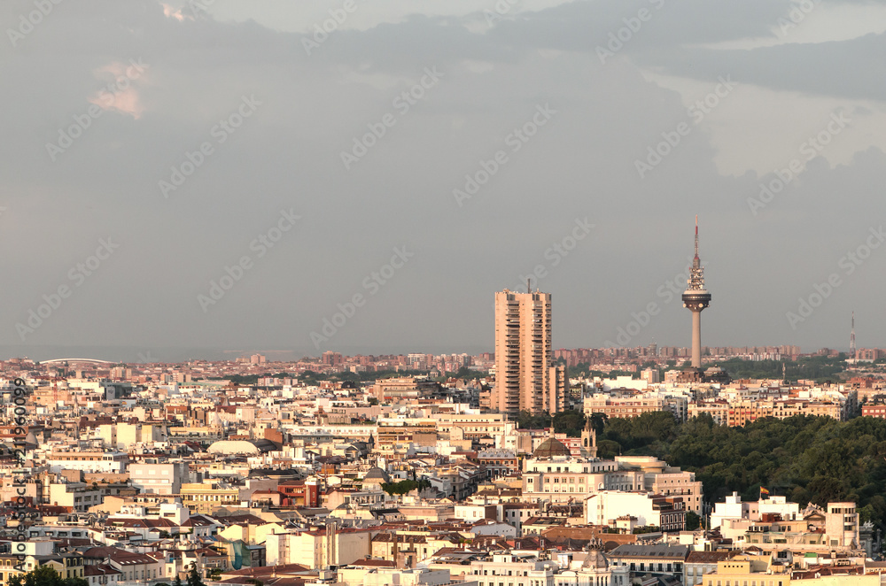 Skyline of Madrid with piruli and other building