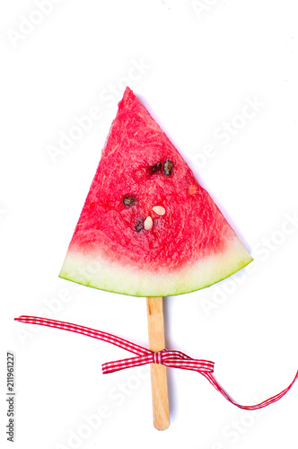 Watermelon fruit slice on a ice cream stick