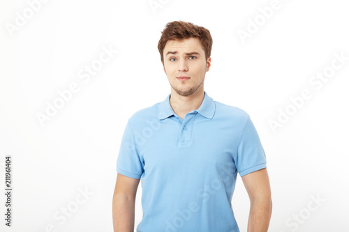 Man Shirt design. T-shirt blue. Template tshirt. Mock up and copy space