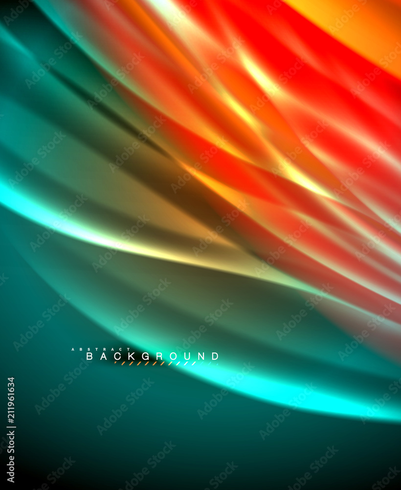 Neon glowing wave, magic energy and light motion background. Vector wallpaper template Neon glowing wave, magic energy and light motion background. Vector wallpaper template