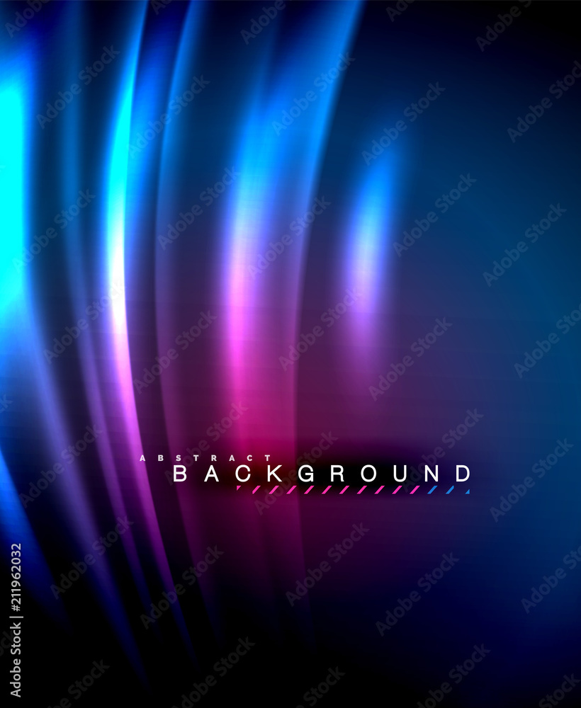 Neon glowing techno lines, hi-tech futuristic abstract background template with square shapes Neon glowing techno lines, hi-tech futuristic abstract background template with square shapes