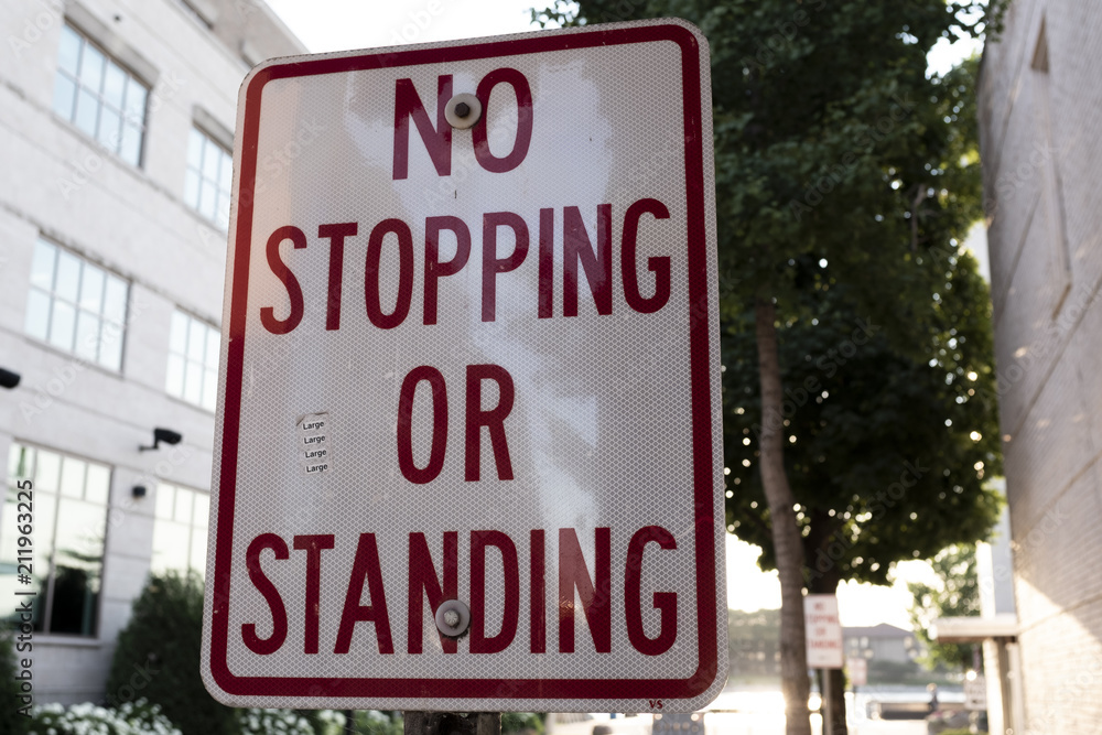 No Stopping Or Standing Road Sign Downtown No Stopping Or Standing Road Sign Downtown