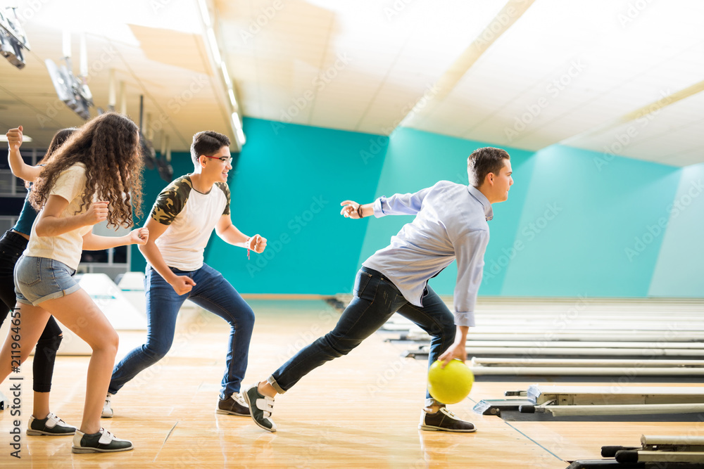 Boy Ready To Go Bowling With Some Friends At Alley Stock-Foto | Adobe Stock