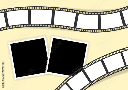Collage template for photo classic photoframes and film stripes