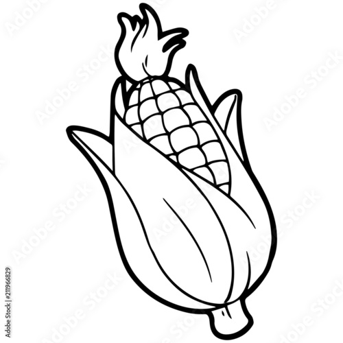 Corn cartoon illustration isolated on white background for children color book