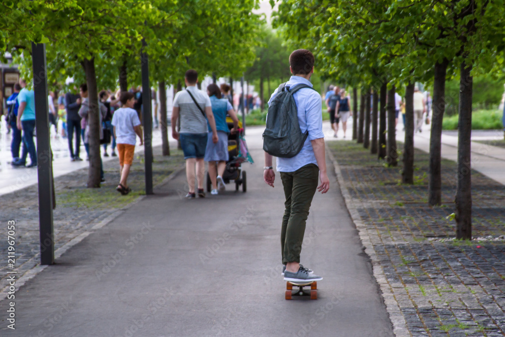 Man on skateboard in park