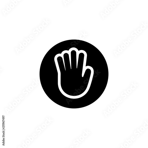 Stop Hand. Flat Vector Icon illustration. Simple black symbol on white background. Stop Hand sign design template for web and mobile UI element