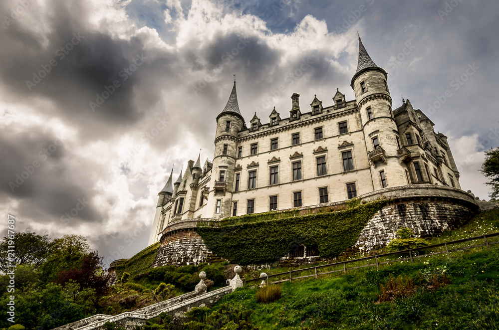 Fairytale castle, Scotland, Great Britain Scottish landscape. 