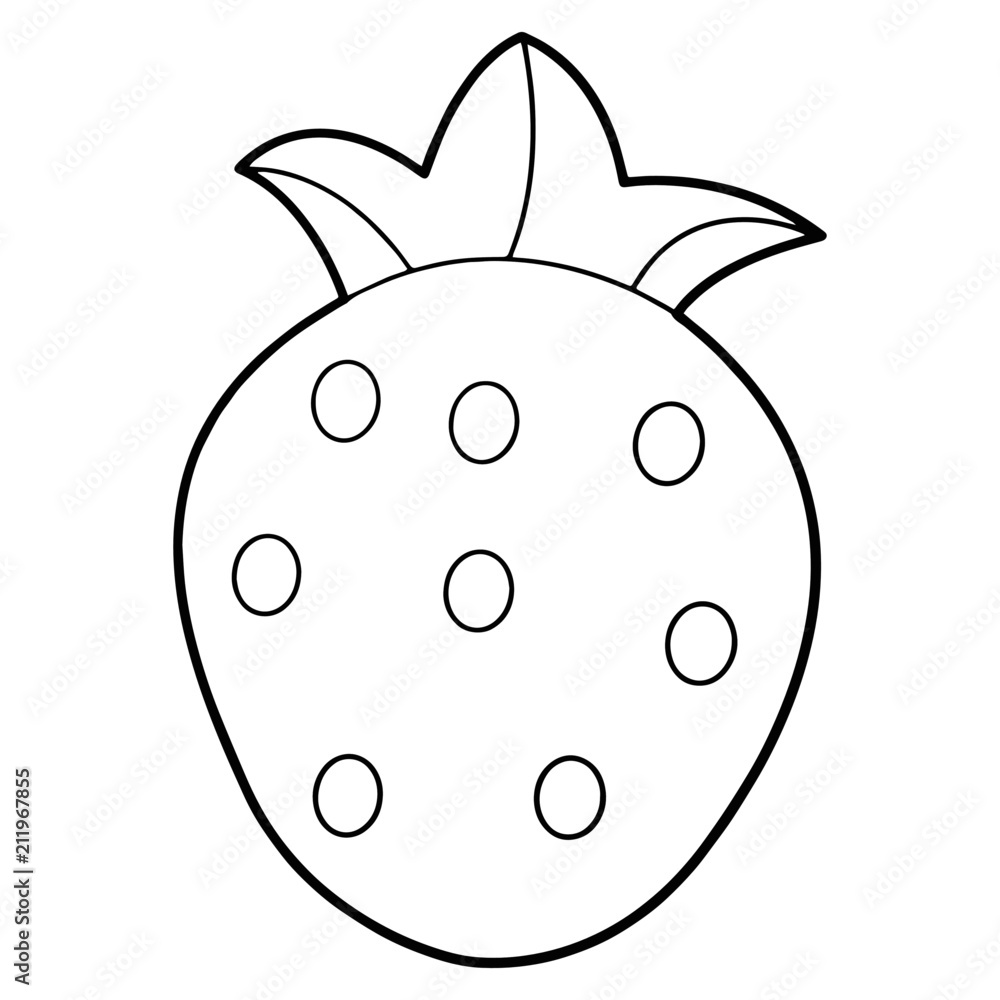 Obraz premium Cute strawberry cartoon illustration isolated on white background for children color book