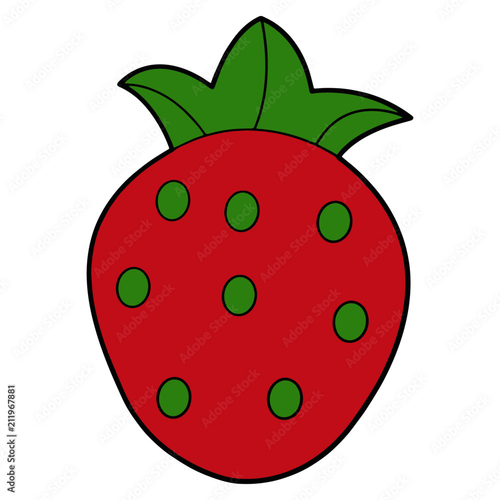 Cute strawberry cartoon illustration isolated on white background for children color book Cute strawberry cartoon illustration isolated on white background for children color book