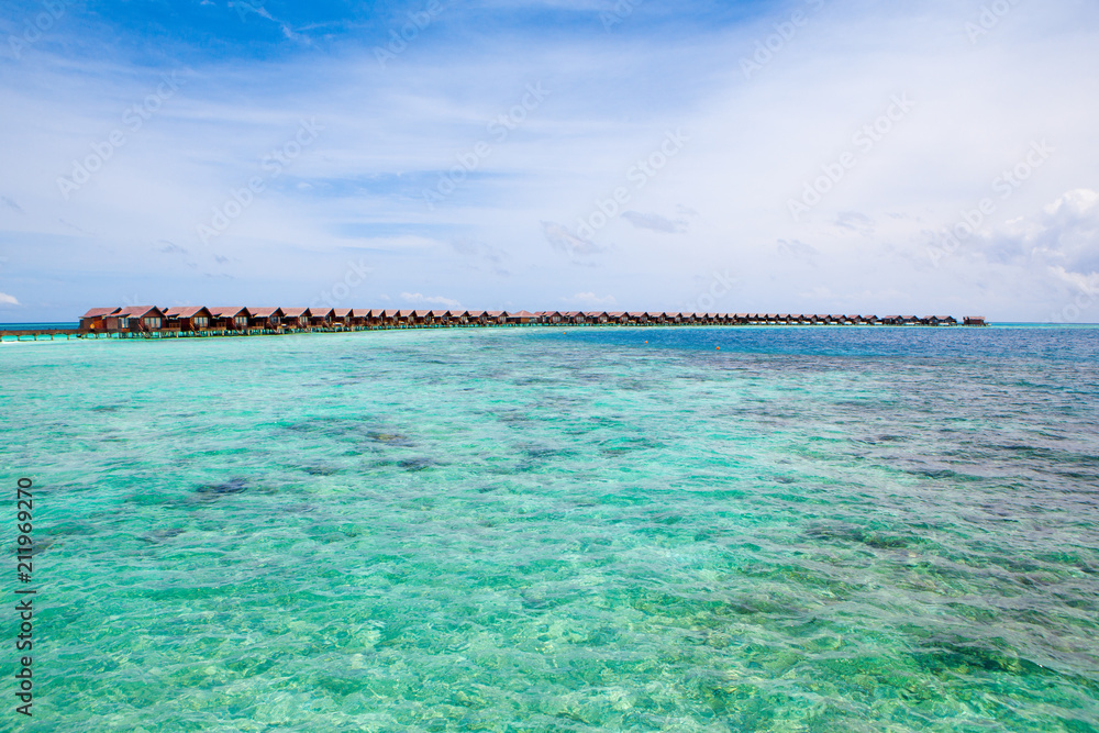 Overwater bungalow in the Indian Ocean