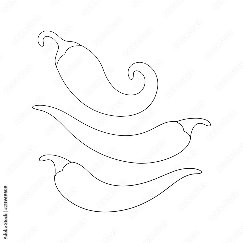 Chilli cartoon illustration isolated on white background for children color book Chilli cartoon illustration isolated on white background for children color book