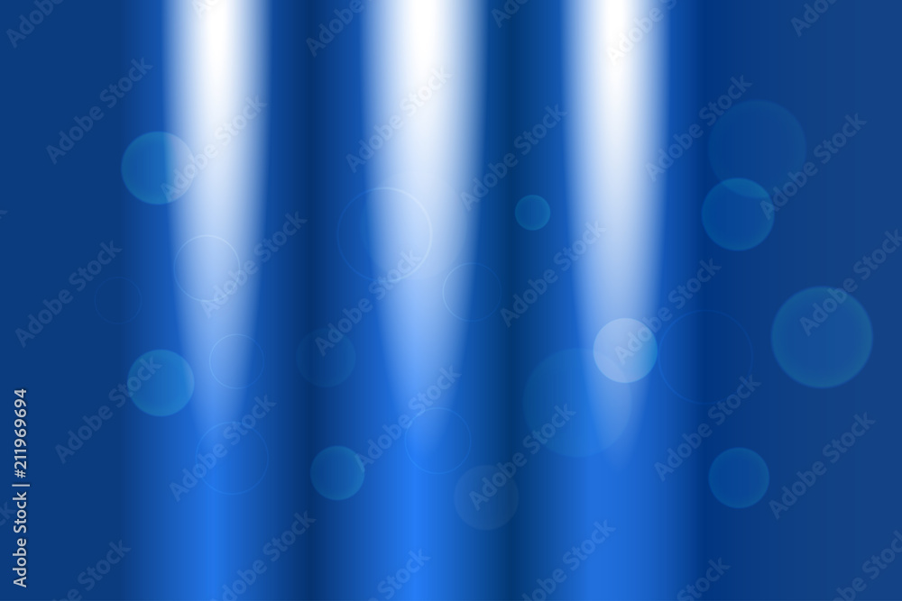Fotografie Abstract gradient blue vector background with directional three light, waves and radiance