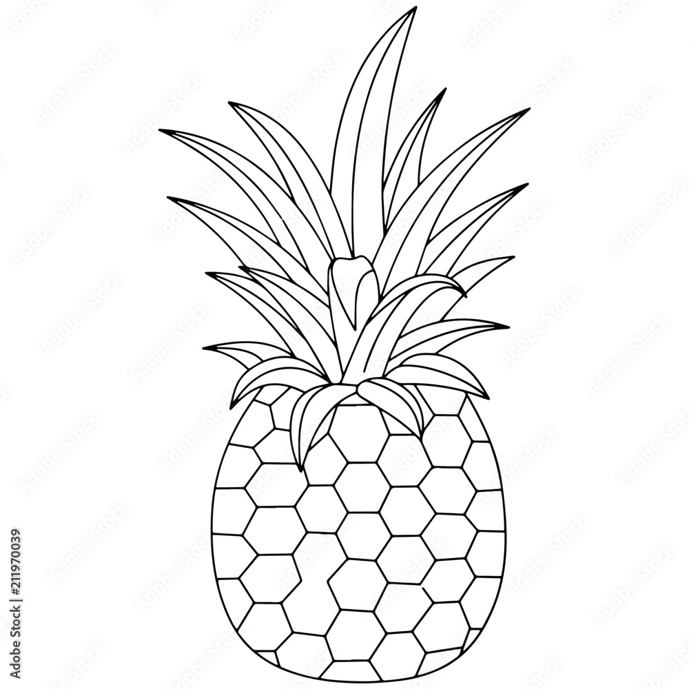 Obraz premium Pineapple cartoon illustration isolated on white background for children color book