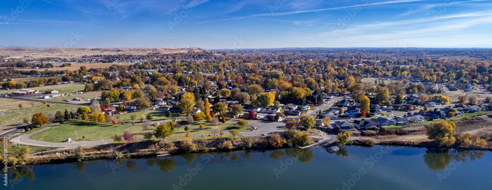 Aerial View of Payette Idaho and Snake River