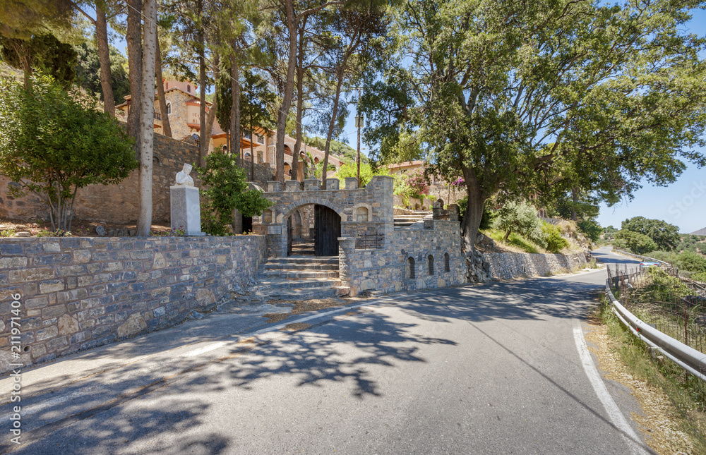 Entrance to the monastery Kremaston, Crete, Greece
