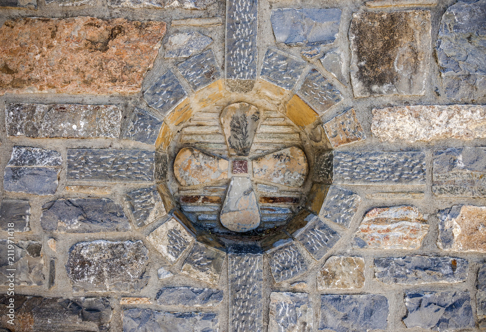 Architectural detail in the monastery Kremaston, Crete, Greece
