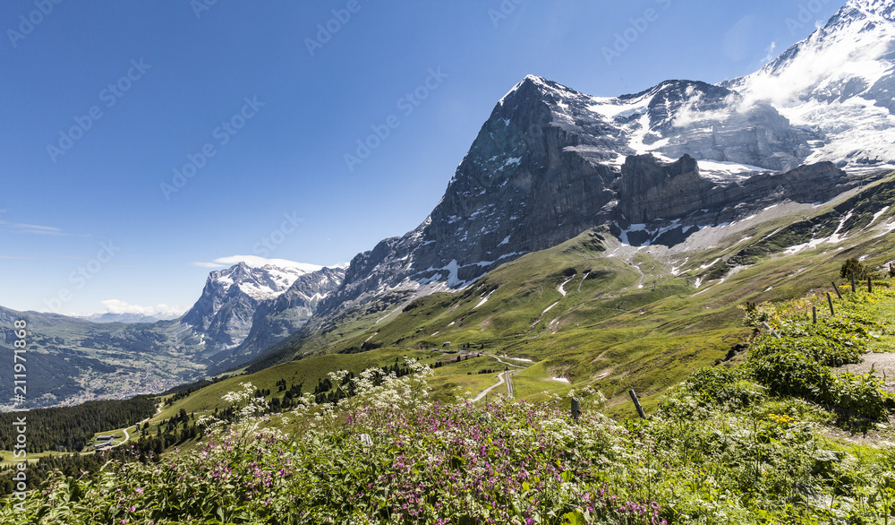 spectacular view on Eiger north face, Grindelwald,Jungfrauregion, alps Switzerland