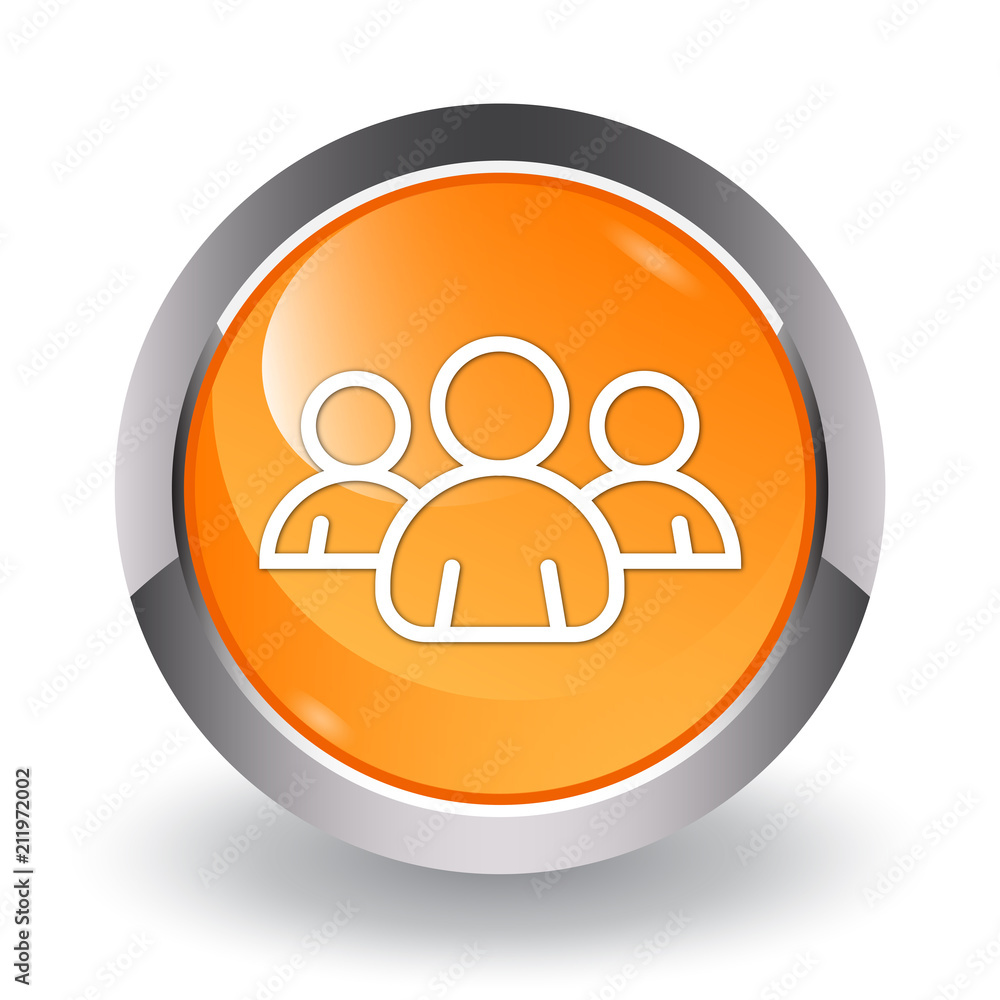 Group icon glossy orange button Group icon glossy orange button