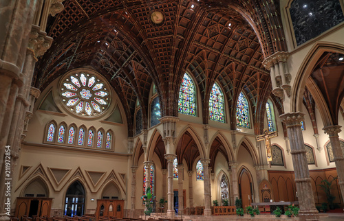 Chicago, Illinois, USA - June 22nd, 2018. The Holy Name Cathedral in Chicago, Illinois. It is the seat of the Archdiocese of Chicago, one of the largest Roman Catholic dioceses in the United States.