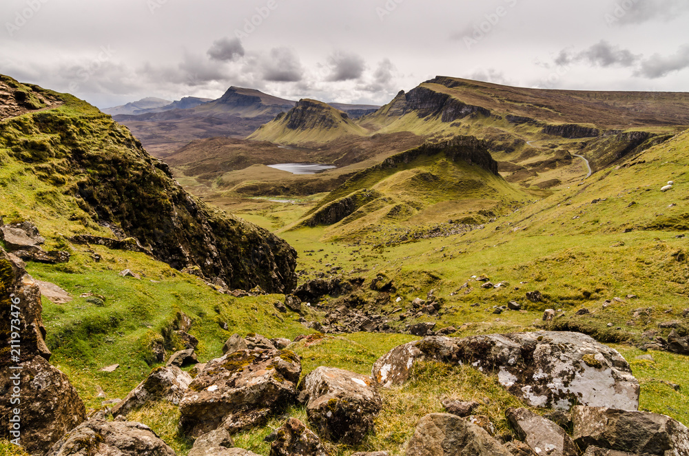 Isle of skye, Quiraing mountains, Scotland scenic landscape