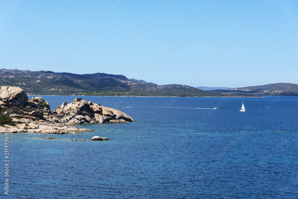 the coast of Baja Sardinia, in Sardinia, Italy