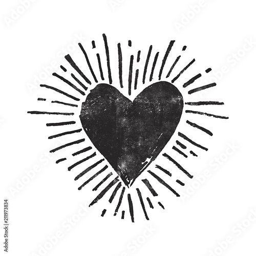 Hand drawn grunge love heart photo