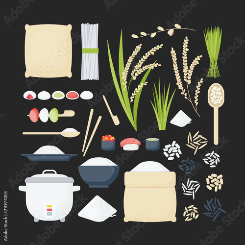 Rice vector flat big icon set