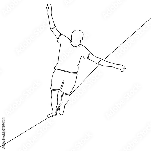 One continuous line man walking a tightrope