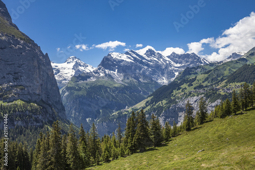 scenic view on the village of Wengen at the Lauberhorn downhill, Jungfrauregion,Berner Oberland,Switzerland © Uwe