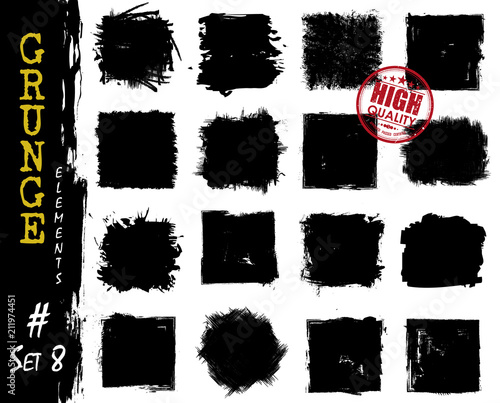 Set of grunge style square shapes . Elements vector