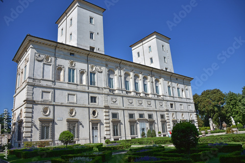 Rome, back side of the Borghese Gallery located in the Villa Borghese.