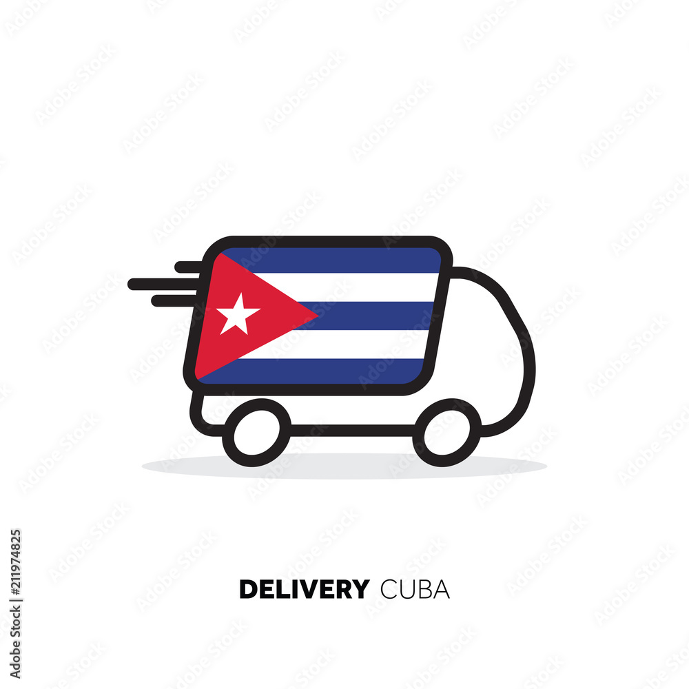 Cuba delivery van. Country logistics concept Cuba delivery van. Country logistics concept