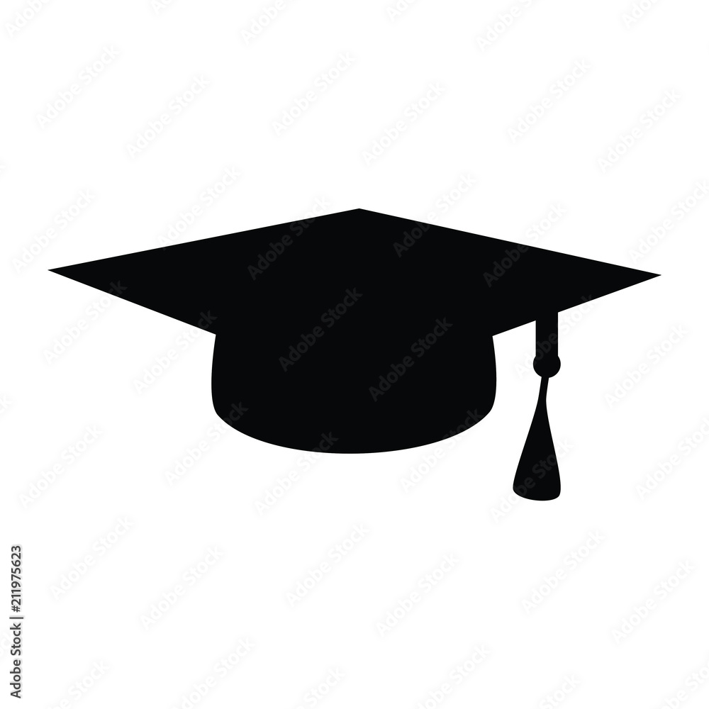 A black and white silhouette of a graduation cap Stock-Vektorgrafik | Adobe  Stock