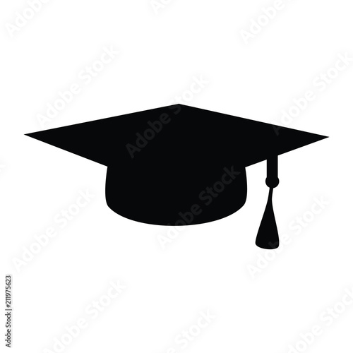 A black and white silhouette of a graduation cap