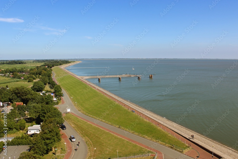 Luftansicht der deutschen Nordseeküste - Halbinsel Butjadingen in Friesland, Niedersachsen am Jadebusen