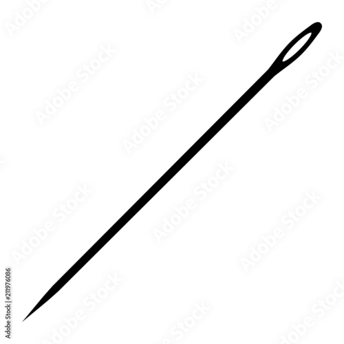 A black and white silhouette of a sewing needle photo