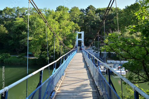 Hanging bridge over the river Vulan