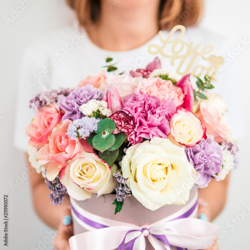 Beautiful bouquet in woman hand