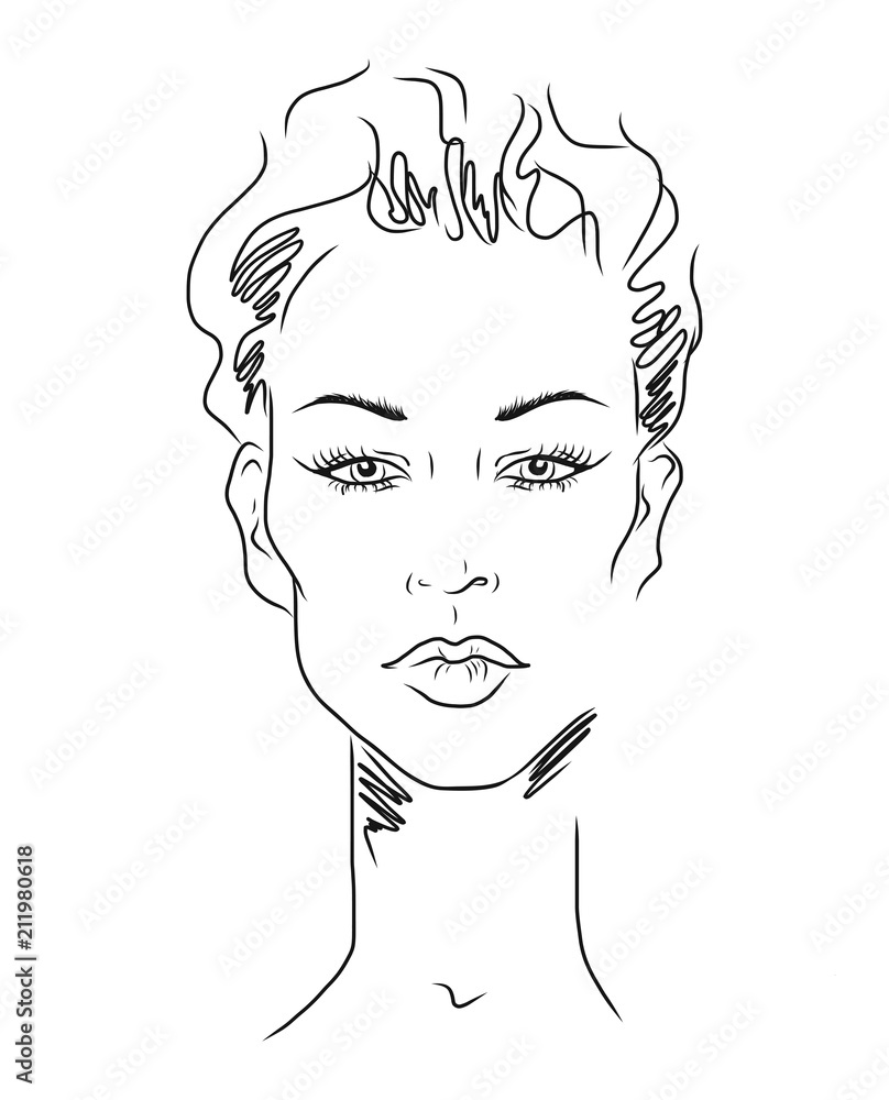 Woman Fashion Model Logo Design Template Vector Freehand Sketch Stock  Vector by ©Forewer 522865732