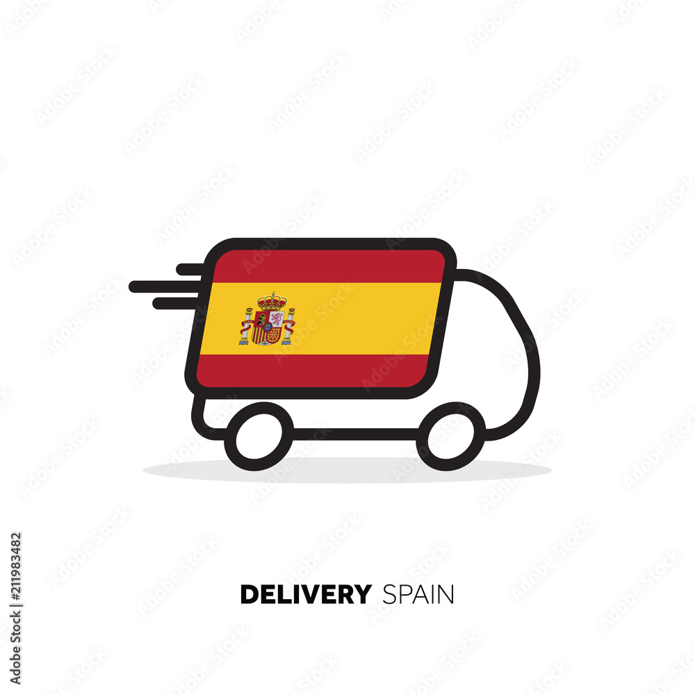 Spain delivery van. Country logistics concept Spain delivery van. Country logistics concept
