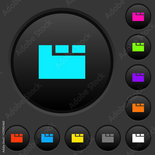 Horizontal tabbed layout active dark push buttons with color icons