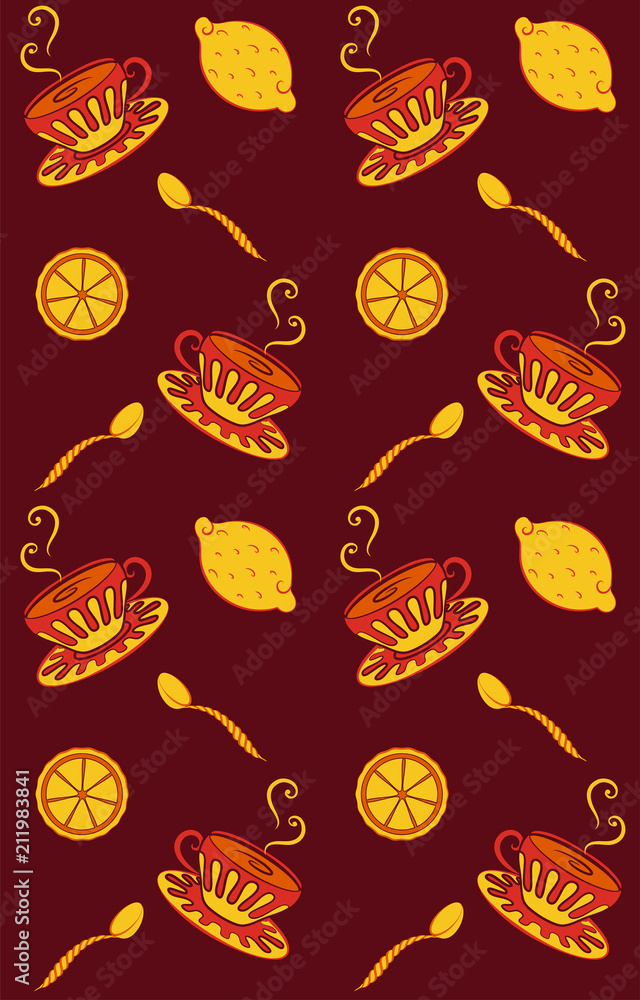 Seamless pattern. Tea drinking Seamless pattern. Tea drinking