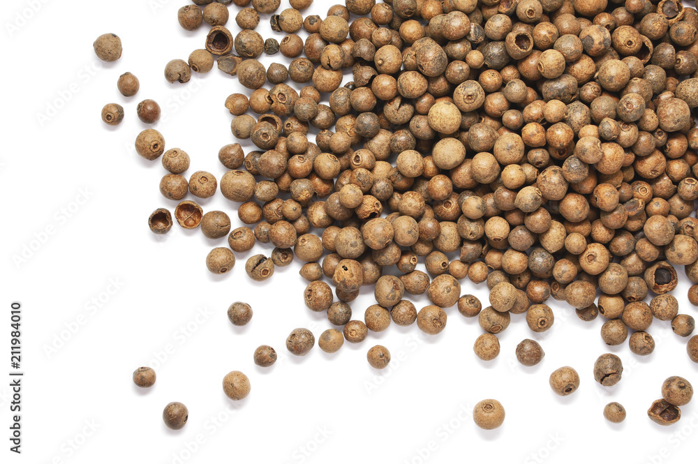 Fragrant pepper (peas) isolated on white Fragrant pepper (peas) isolated on white