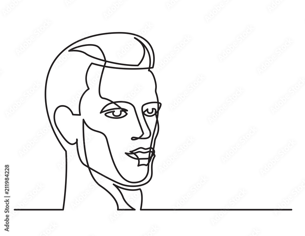 continuous line drawing of handsome man on white background continuous line drawing of handsome man on white background