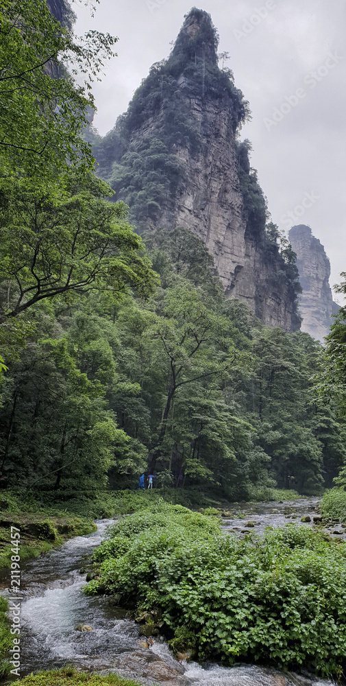 Golden Whip Stream Trail with clouds at Zhangjiajie Natural Forest Park, China Golden Whip Stream Trail with clouds at Zhangjiajie Natural Forest Park, China