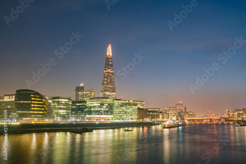Night view of the The Shard and night city scape