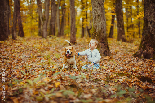 Boy with beagle