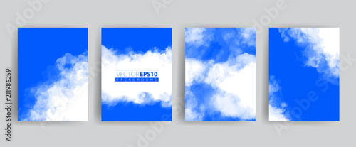 Vector banner set. Realistic sky with clouds illustration for cards, templates, web.