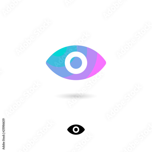 Free Download Eye icon, UI. Video emblem. View, webcam, watching icons. Eye symbol with shadow on a white background. Web button. Black option. - GFXLoad